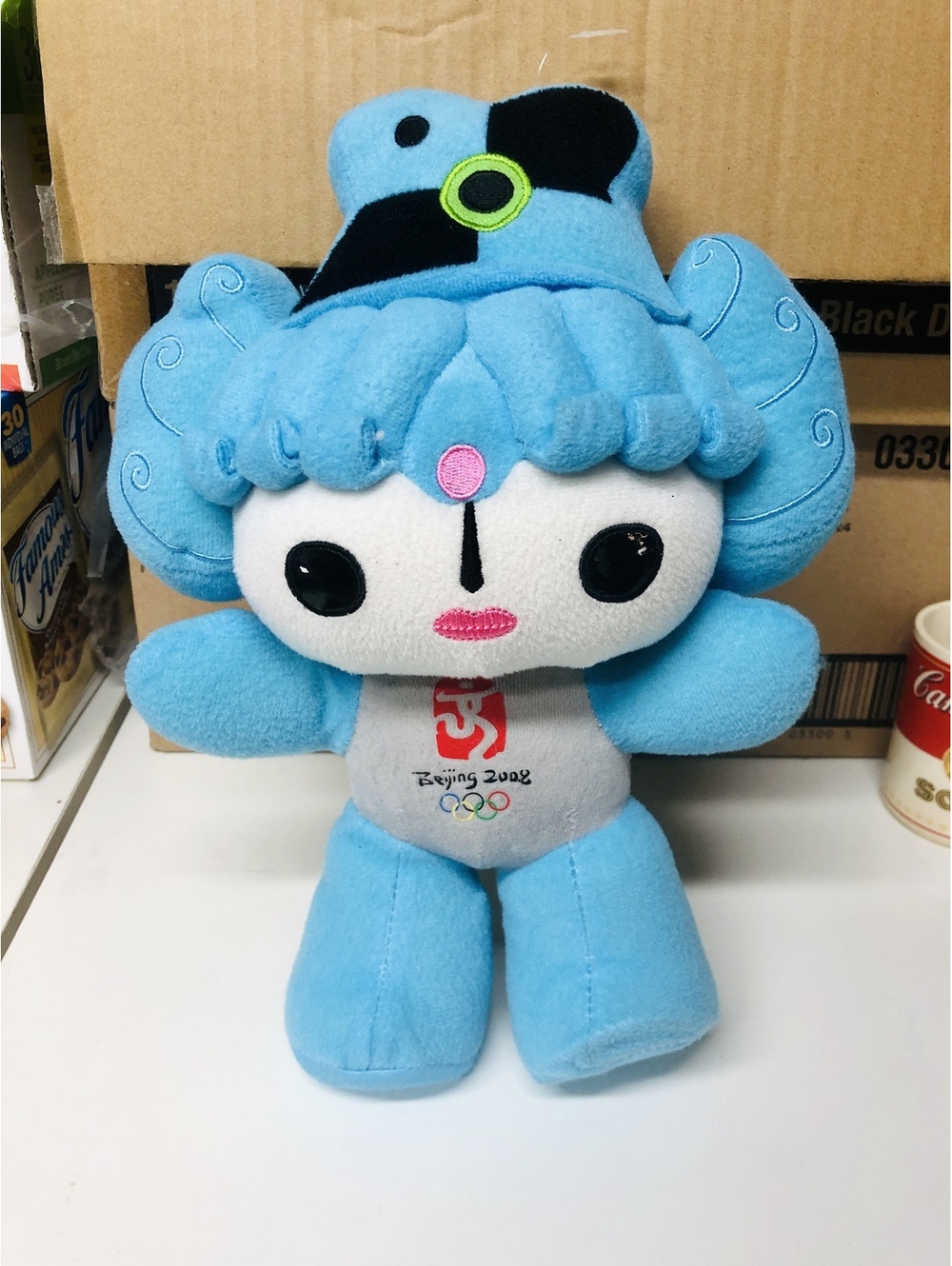 Official Beijing 2008 Olympic Mascot Plush Beibei Blue Fish Stuffed Toy 7"